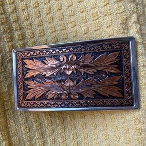 Belt Buckle Etched Silver Plate Unisex Vintage 70’s